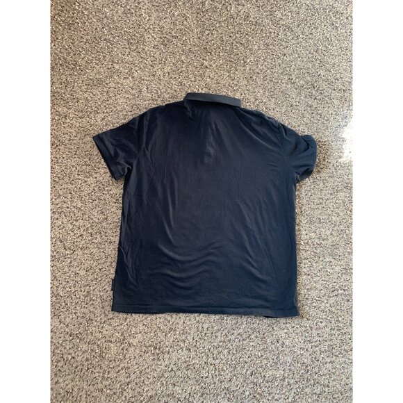 Armani Exchange Mens Navy Blue Polo Shirt Short Sleeve Button-Up Logo - Picture 1 of 6